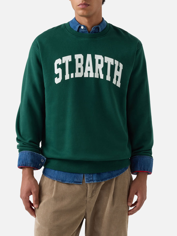 Sweat-shirt ras-du-cou Soho en coton vert avec imprimé St. Barth 