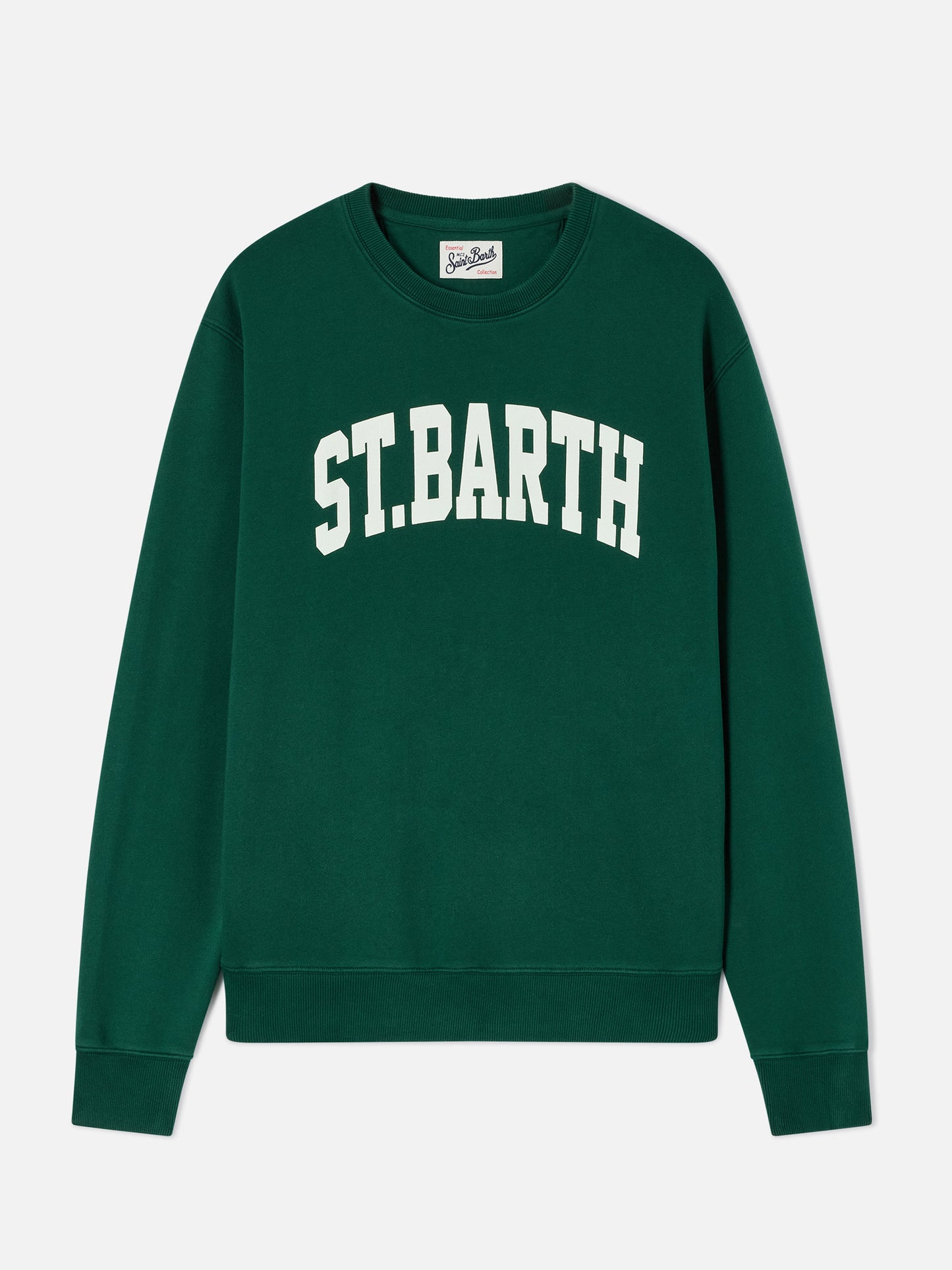 Soho Sweatshirt mit Rundhalsausschnitt aus grünem Baumwollstoff mit St. Barth-Print 