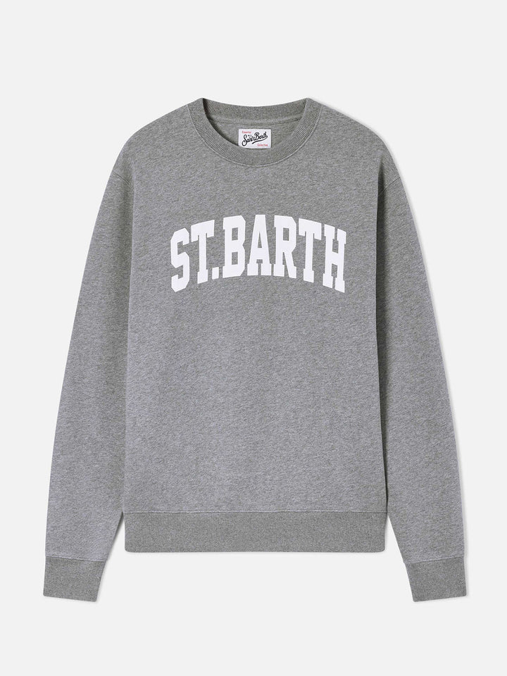 Sudadera de cuello redondo Soho en algodón gris con estampado St. Barth 