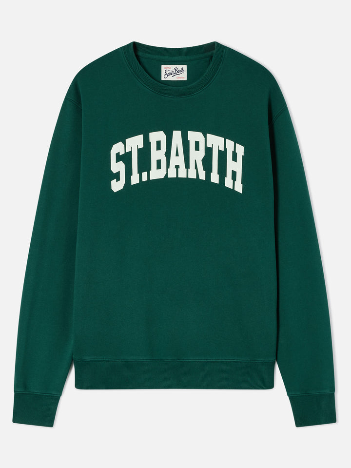 Sweat-shirt ras-du-cou Soho en coton vert avec imprimé St. Barth 