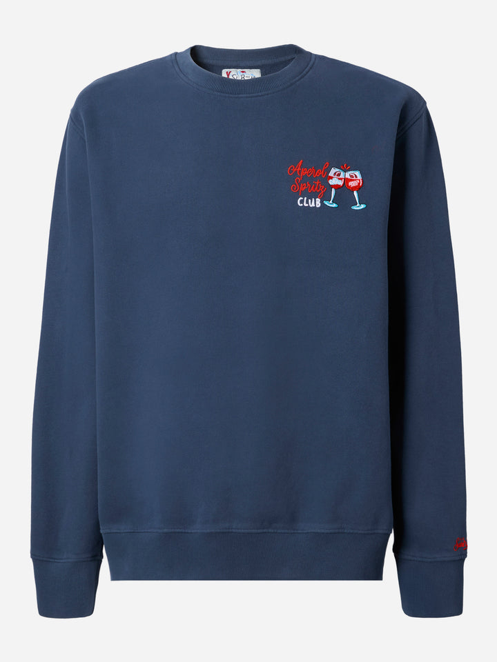 Sweat-shirt Soho en coton bleu marine avec broderie Aperol spritz 