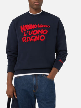 Sweat-shirt Soho en coton Navy blue avec broderie Uomo Ragno | Special edition 