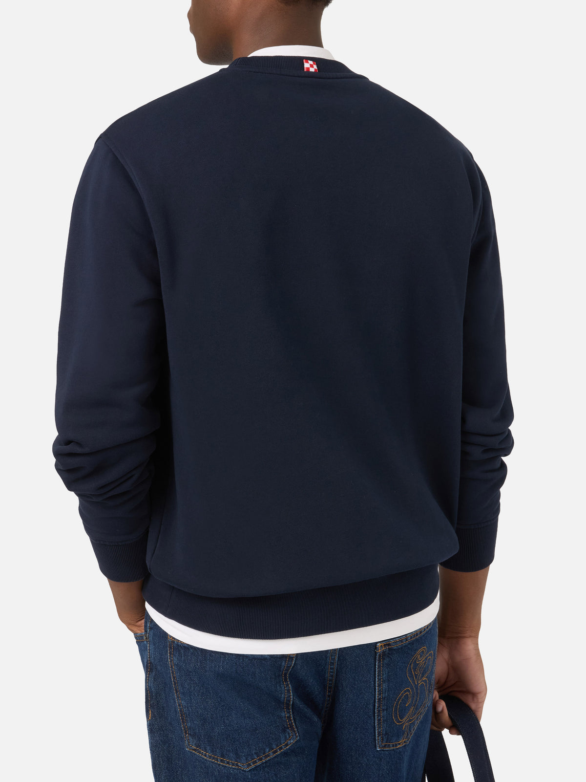Sweat-shirt Soho en coton Navy blue avec broderie Uomo Ragno | Special edition 