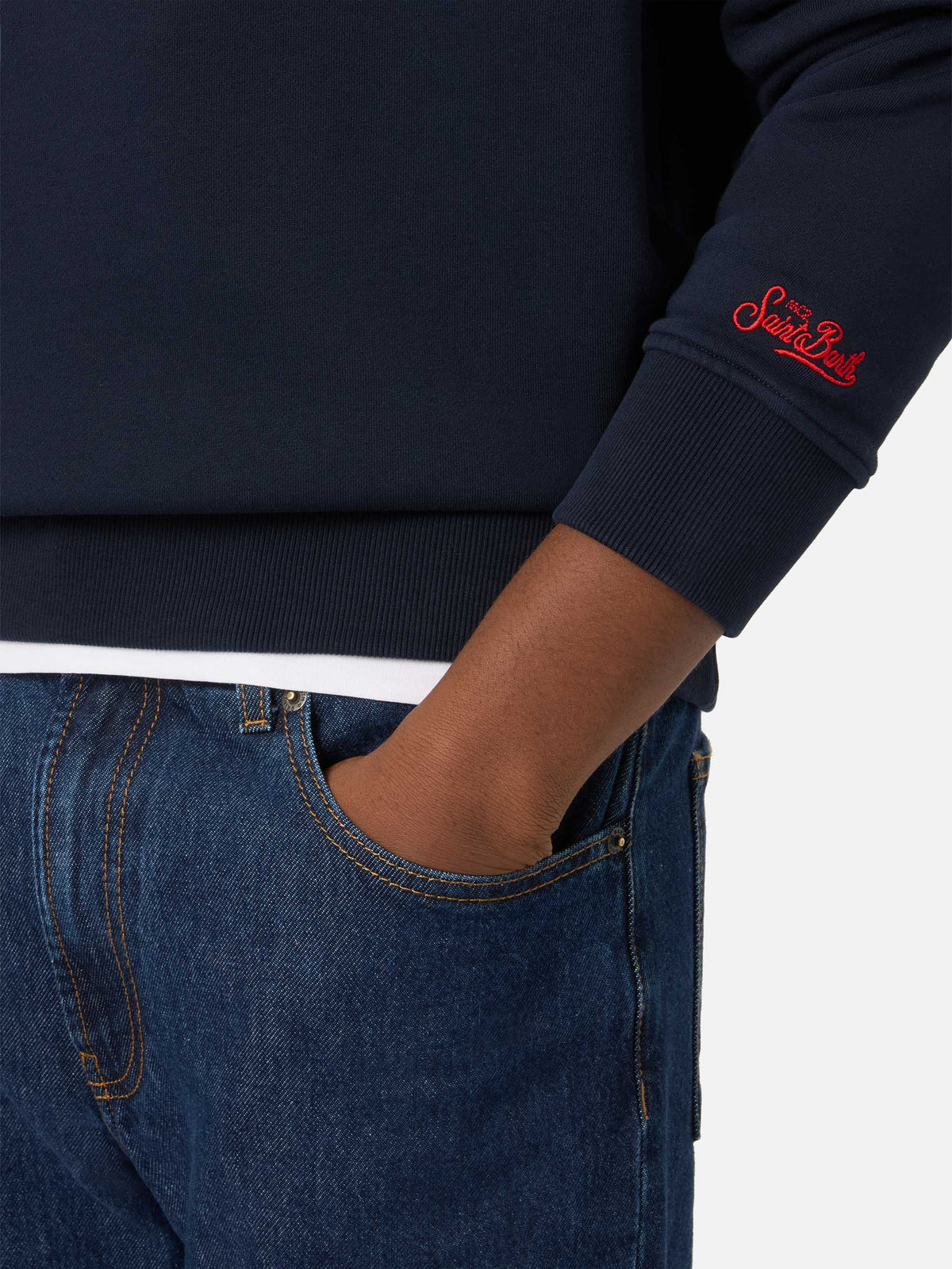 Sweat-shirt Soho en coton Navy blue avec broderie Uomo Ragno | Special edition 