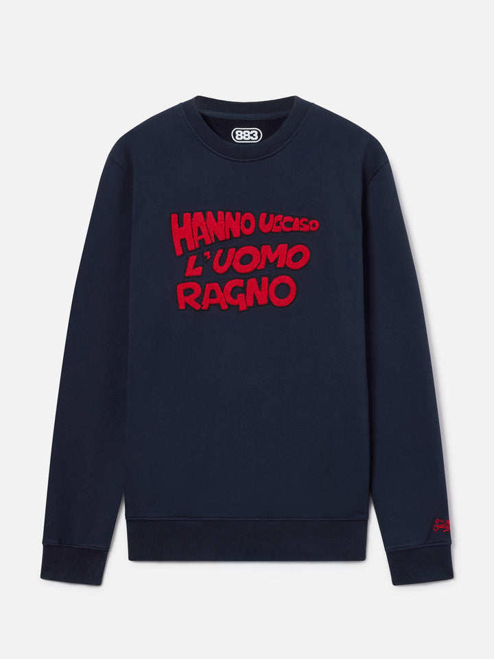 Navy blue Soho cotton sweatshirt with Uomo Ragno embroidery | Special edition
