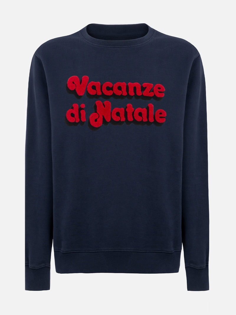 Man blue navy sweatshirt Soho with Vacanze di Natale logo print | VACANZE DI NATALE SPECIAL EDITION