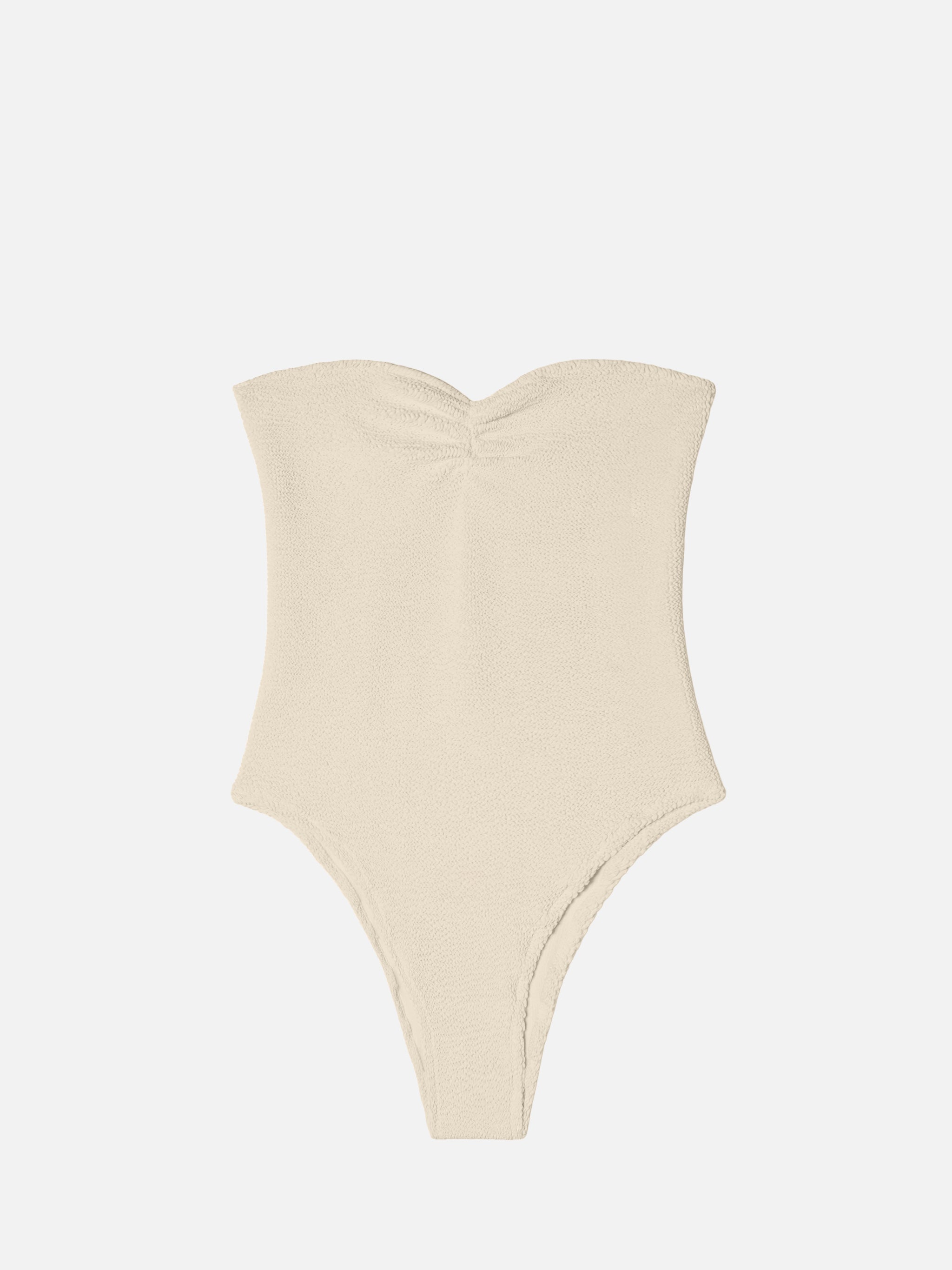 エムミーエメ　Double strap slit onepiece beige Soleil beige crinkle strapless one-piece swimsuit – MC2 Saint Barth
