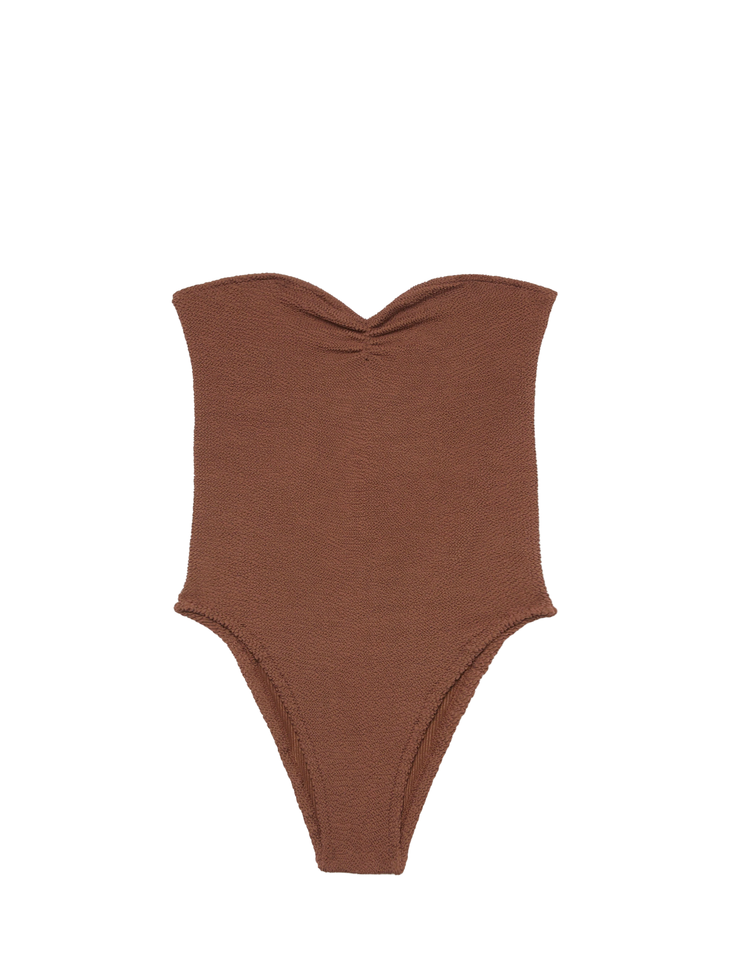 Soleil brown crinkle strapless one-piece swimsuit