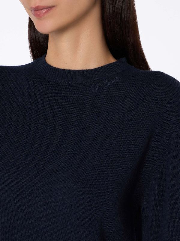 Marineblauer Pullover Sorbonne aus Kaschmirmischung für Damen