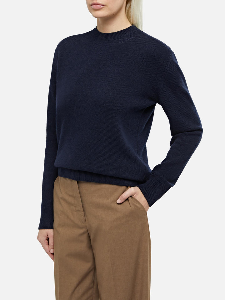 Marineblauer Damenpullover aus Kaschmirmischung Sorbonne