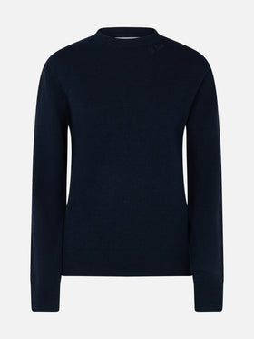 Woman navy blue cashmere blend sweater Sorbonne