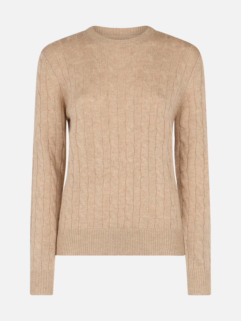 Maglione da donna in misto cashmere beige Sorbonne