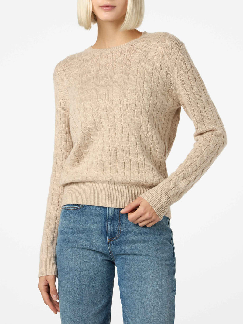 Maglione da donna in misto cashmere beige Sorbonne