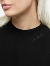 Woman black cashmere blend crewneck sweater Sorbonne