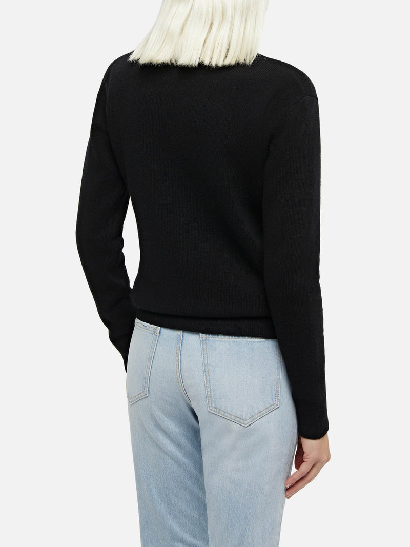 Woman black cashmere blend crewneck sweater Sorbonne