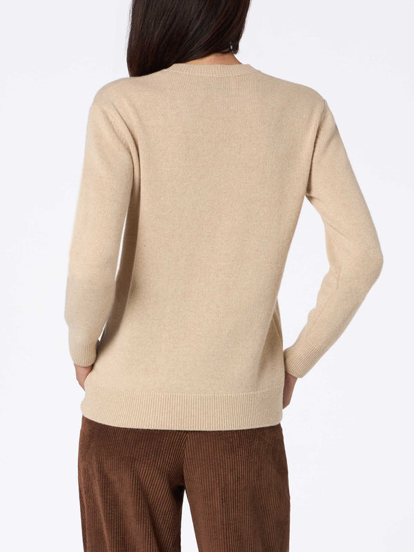 Woman beige cashmere blend sweater Sorbonne