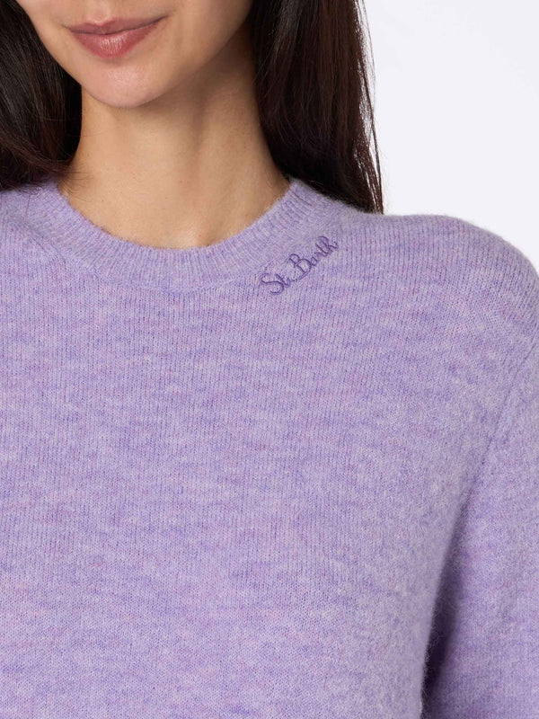 Lilafarbener Pullover Sorbonne aus Stretchgarn für Damen