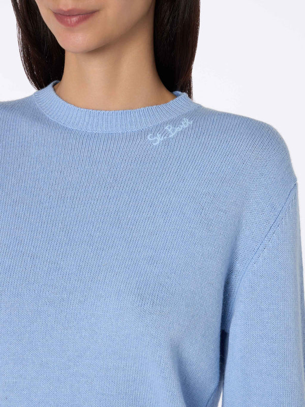 Hellblauer Pullover aus Kaschmirmischung für Damen Sorbonne