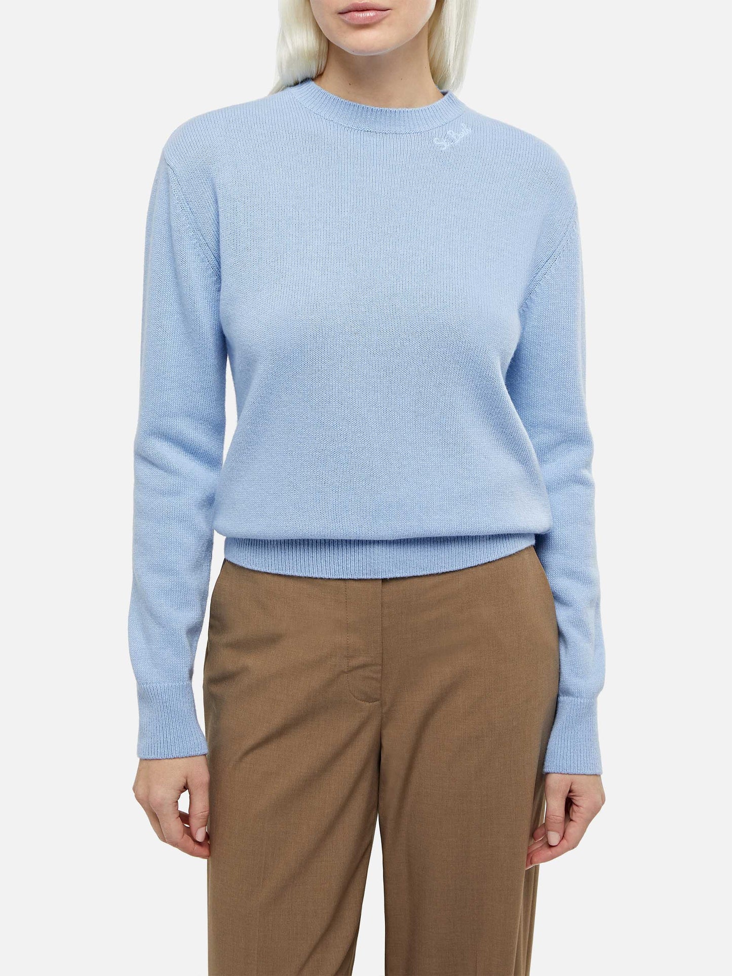 Hellblauer Damenpullover aus Kaschmirmischung Sorbonne