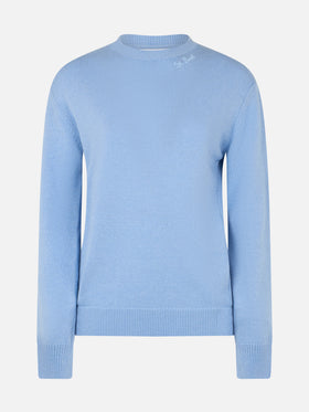 Hellblauer Damenpullover aus Kaschmirmischung Sorbonne