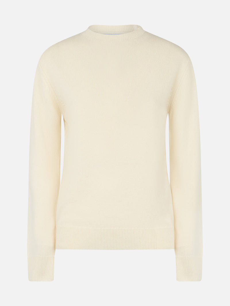 Woman white crewneck cashmere blend sweater Sorbonne