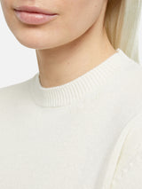 Woman white crewneck cashmere blend sweater Sorbonne