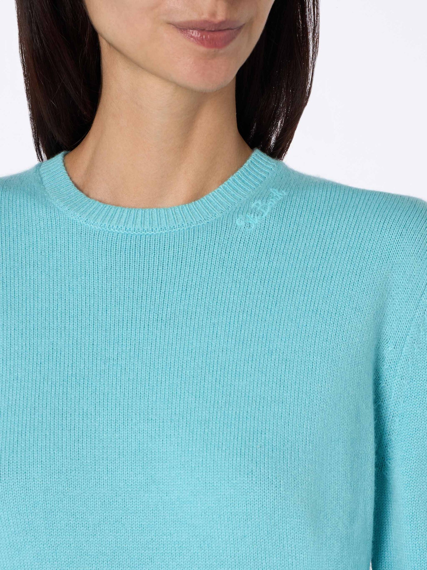 Woman water green cashmere blend sweater Sorbonne - MC2 Saint Barth