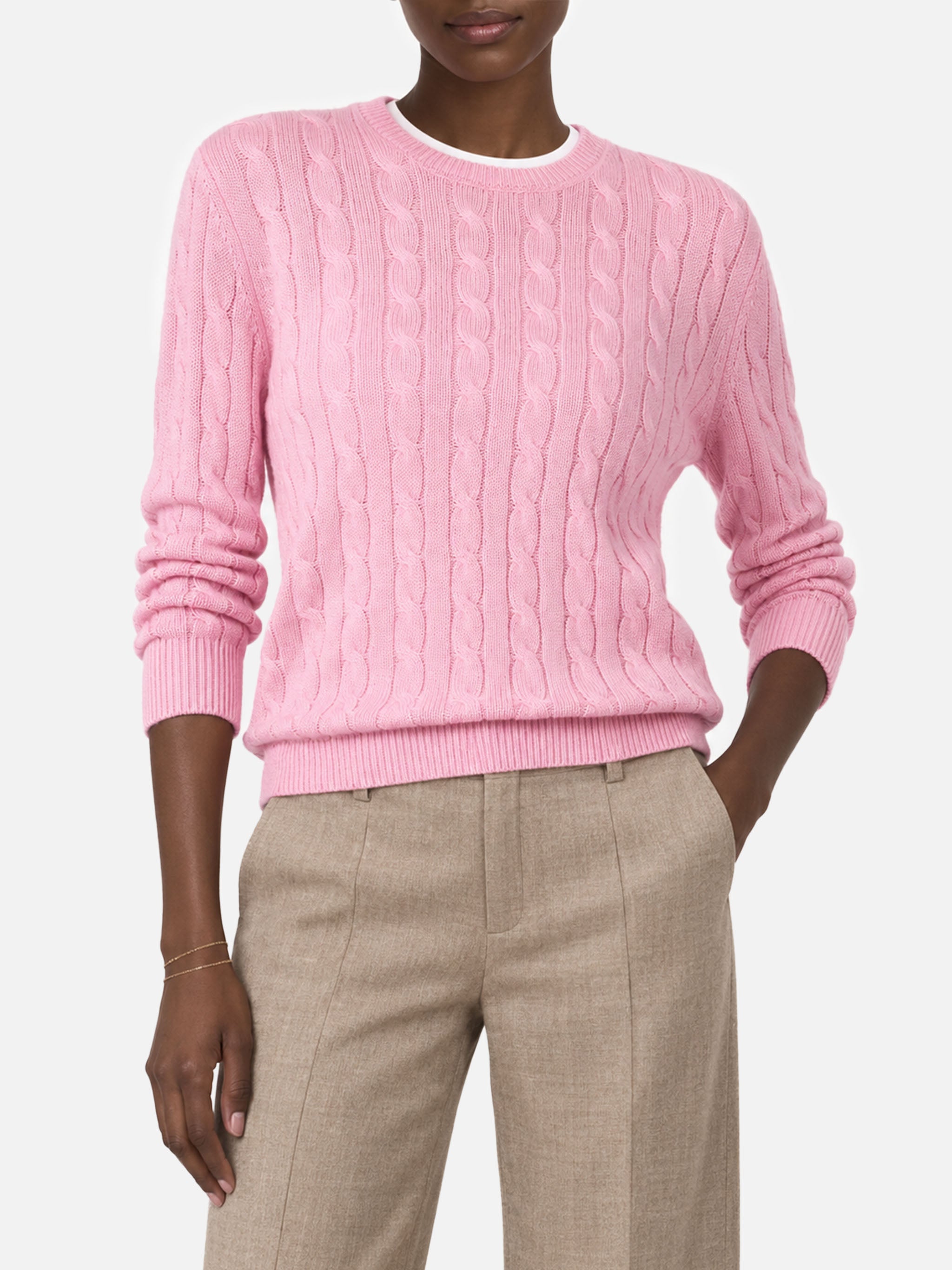 Pink Sorbonne cable knit sweater – MC2 Saint Barth