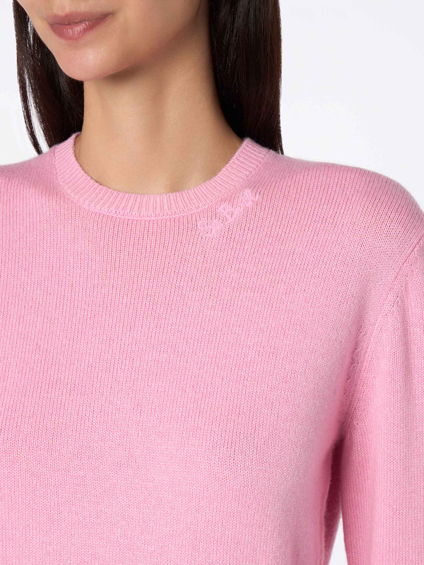 Rosa Pullover Sorbonne aus Kaschmirmischung für Damen