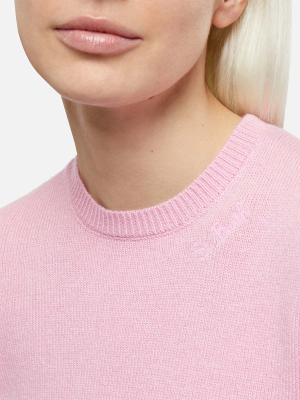 Woman pink cashmere blend sweater Sorbonne