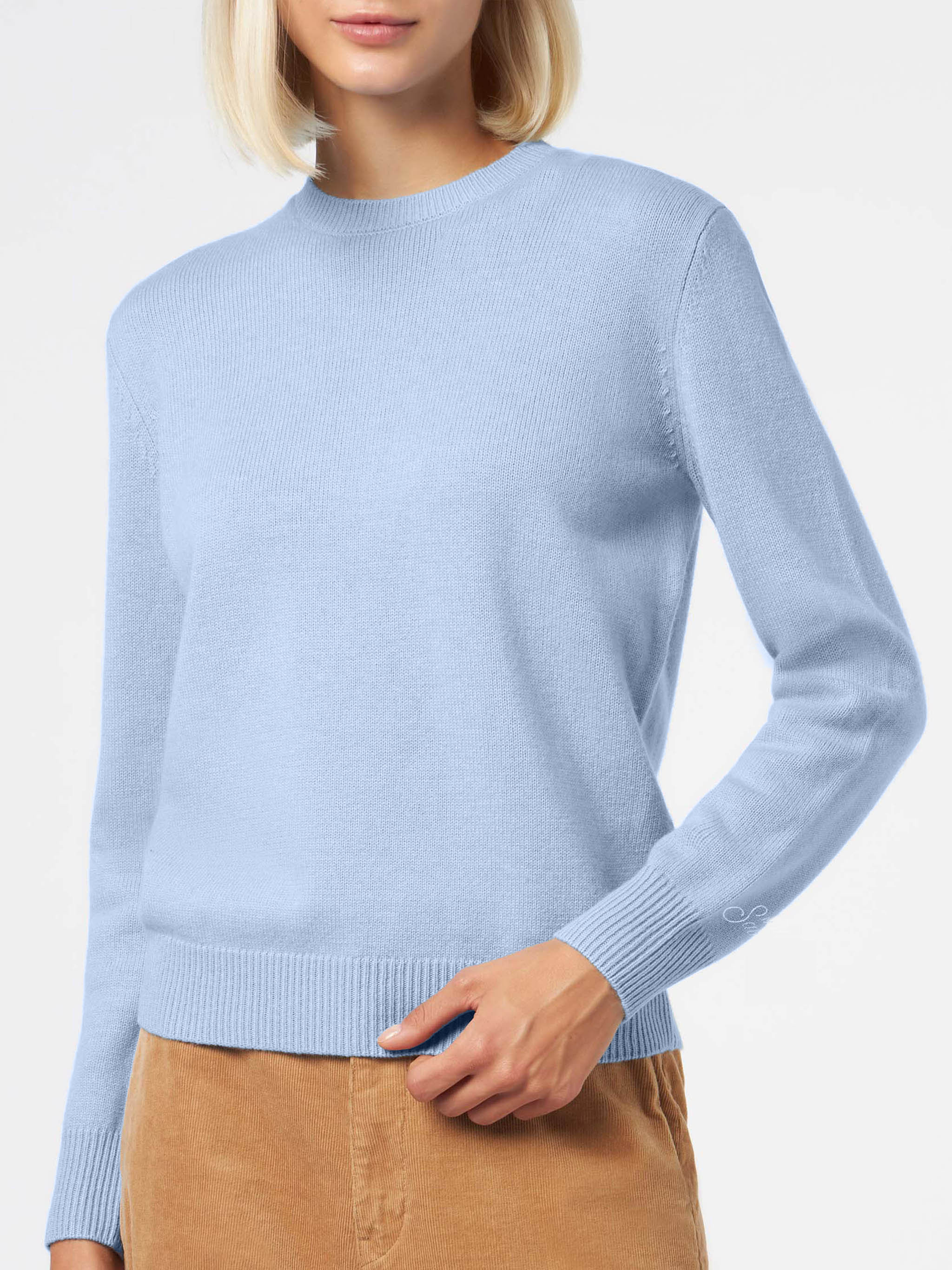100% CASHMERE sweater Sorbonne in light blue – MC2 Saint Barth