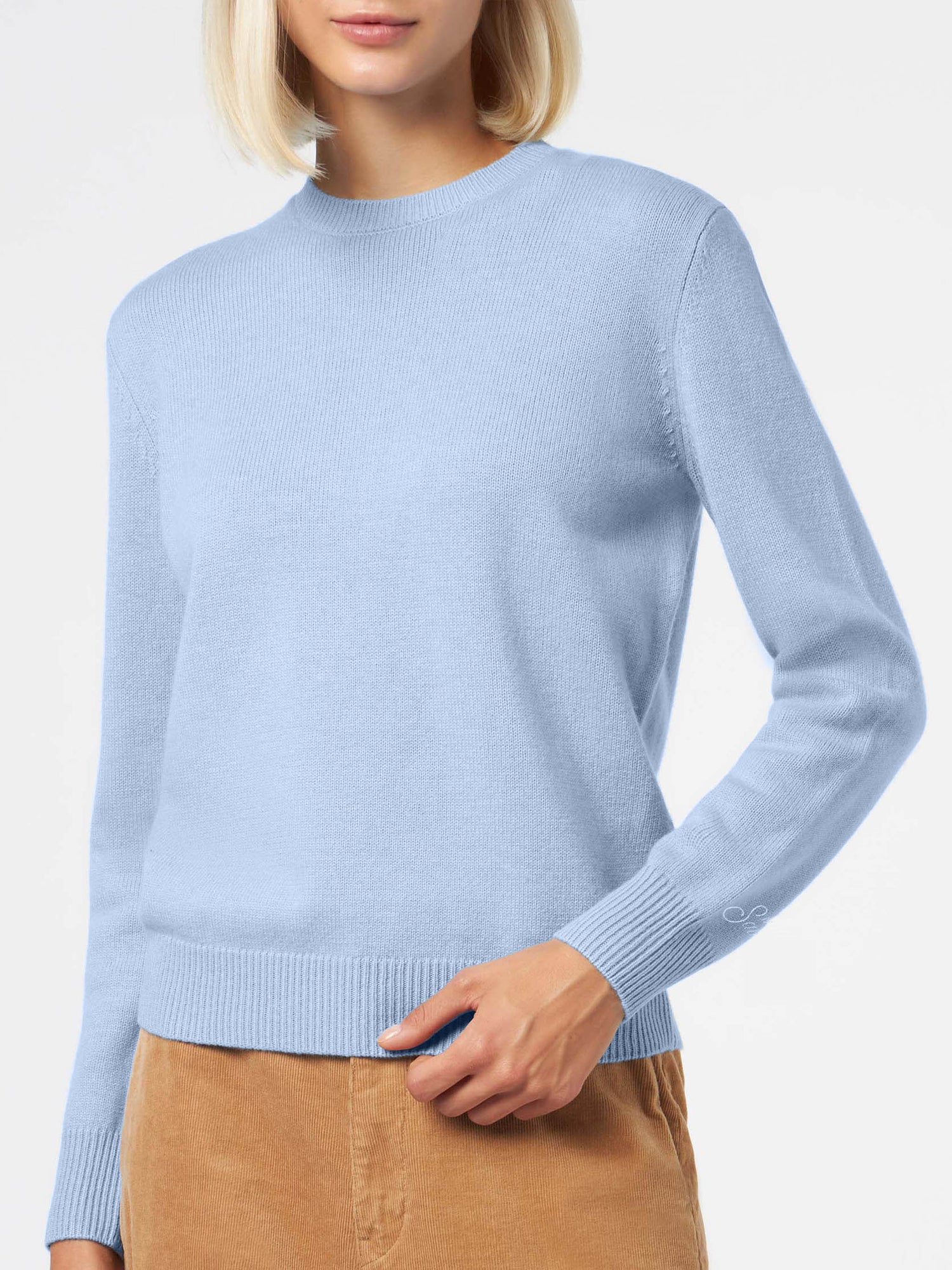 Woman light blue pure cashmere sweater Sorbonne - MC2 Saint Barth