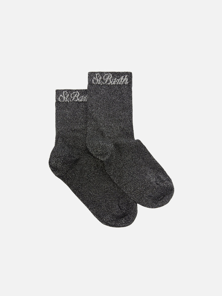 Woman black lurex socks