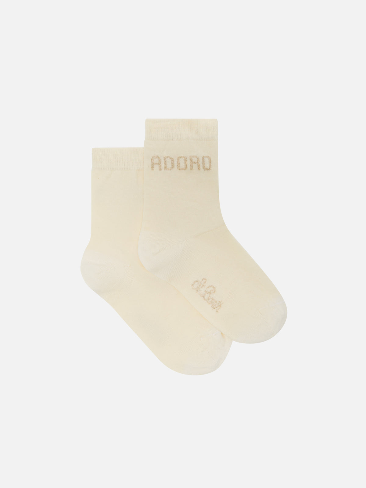 Chaussettes blanc cassé avec inscription Adoro 