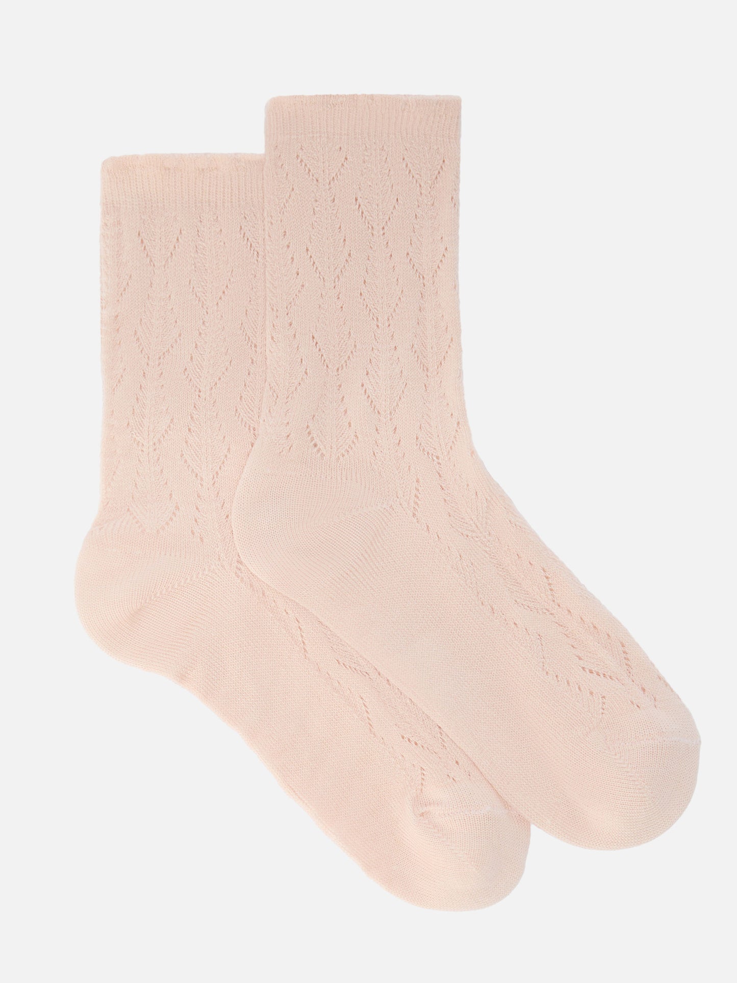 Socks with pink Sangallo leaf stitch