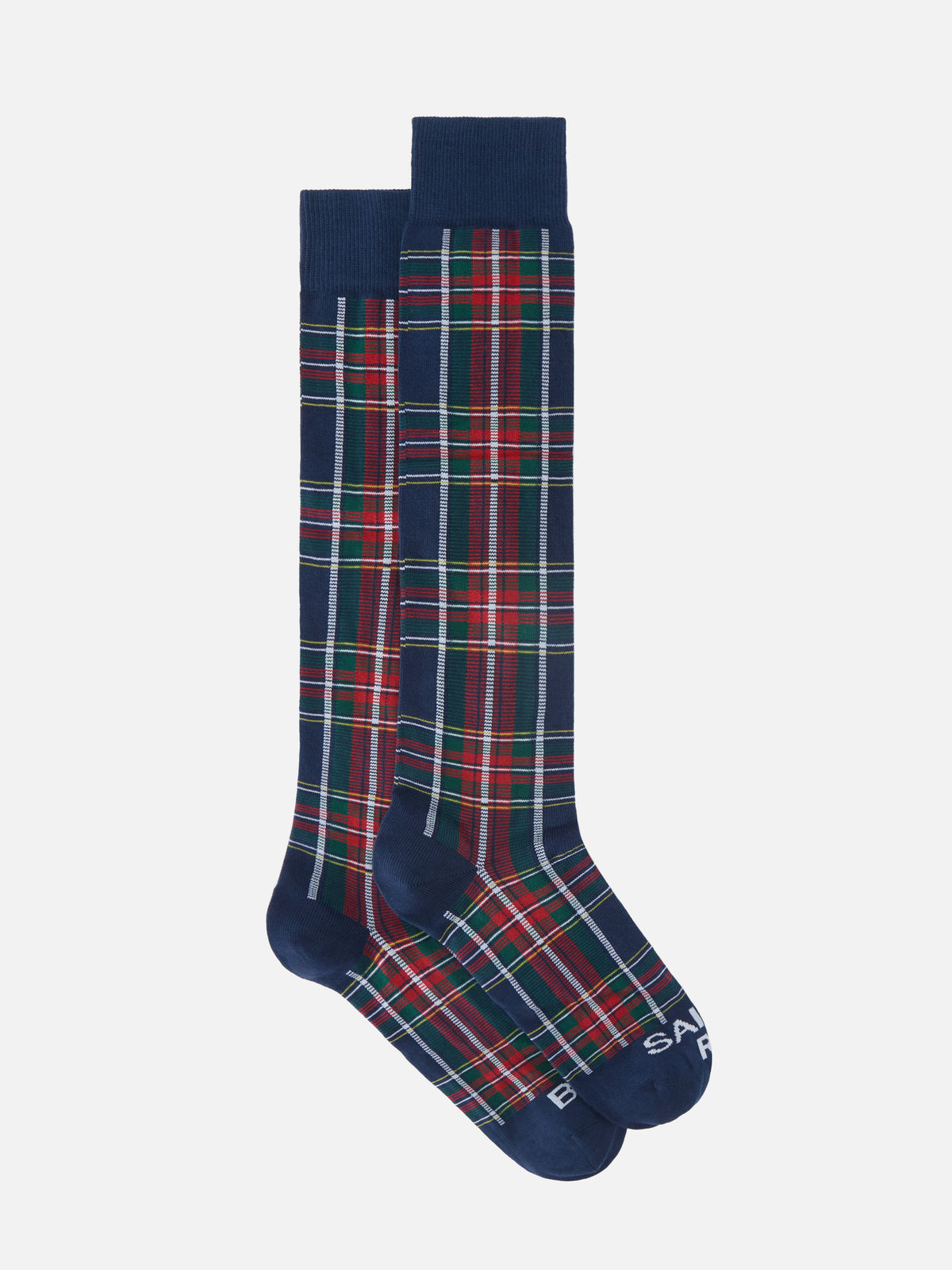 Chaussettes bleu marine blue avec jacquard tartan 