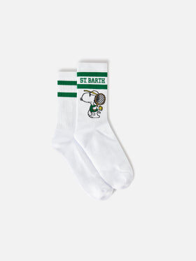 Chaussettes de sport en coton blanc avec imprimé tennis Snoopy | Special edition 