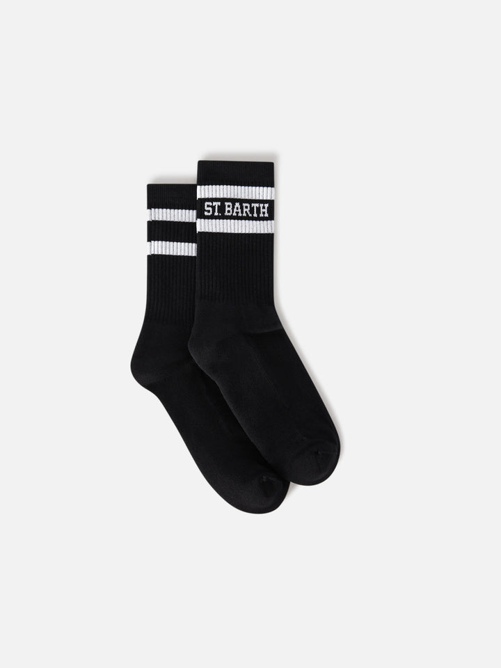 Schwarze Sportsocken aus Baumwolle mit St. Barth-Schriftzug 