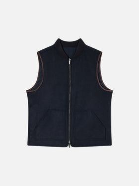 Gilet réversible Spencer en mélange de laine Navy blue 