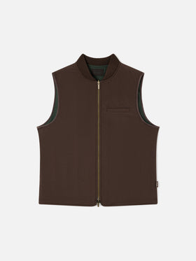 Gilet réversible Spencer en mélange de laine vert militaire 