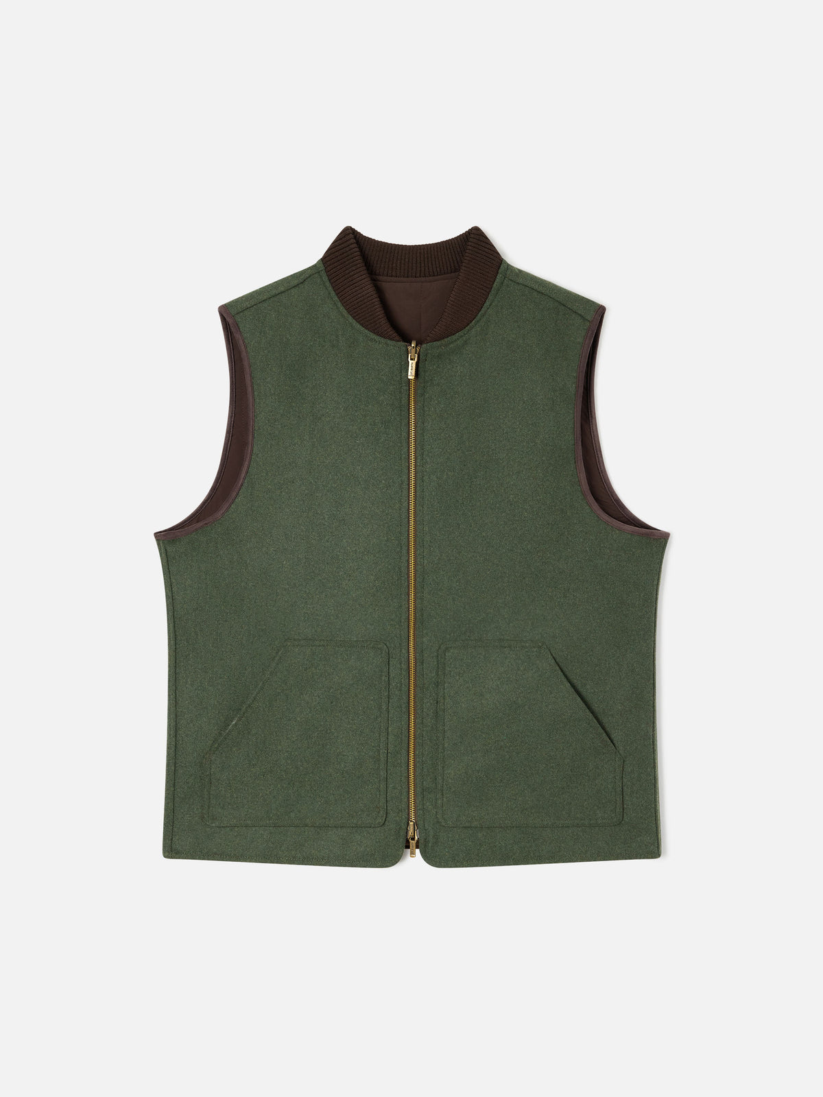 Military green Spencer wool blend reversible vest