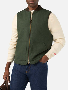 Military green Spencer wool blend reversible vest