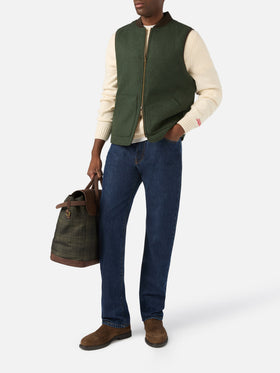 Military green Spencer wool blend reversible vest