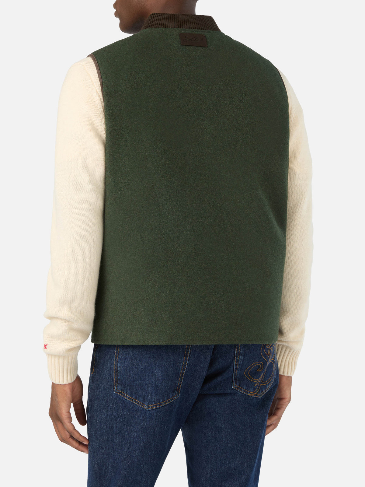 Military green Spencer wool blend reversible vest