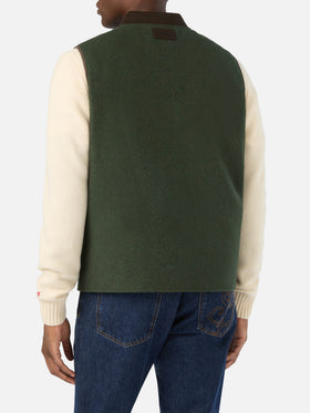 Military green Spencer wool blend reversible vest