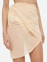 Sery short off-white georgette pareo with rhinestone embellishment