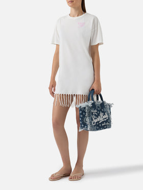 Abito midi Sereia bianco con stampa St. Barth Cocktail Party