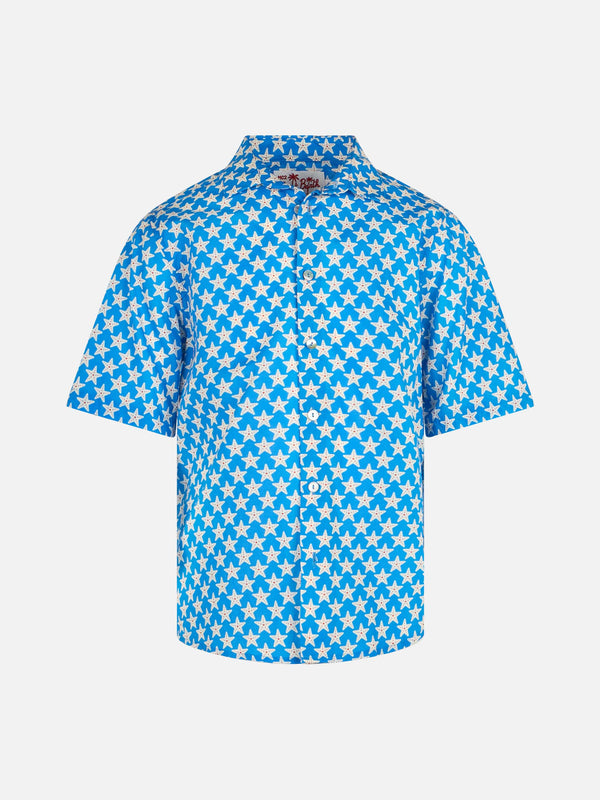 Blue Boy muslin cotton shirt Sharouk with seastar print