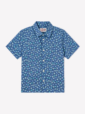 Camicia Sharouk blu navy in mussola con stampa granchi