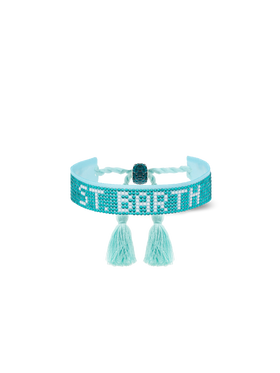 Water green rhinestones bracelet with St. Barth lettering